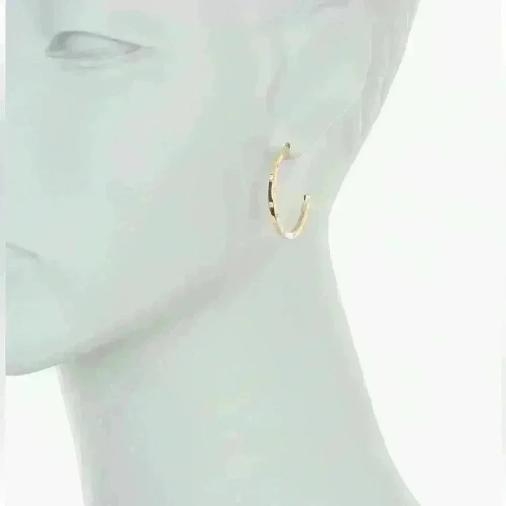 Argento Vivo Sterling Silver Cubic Zirconia Hoop Earrings in Gold Plate NWT